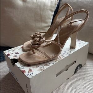 Aldo Beige Strappy Heels with Braided Detail